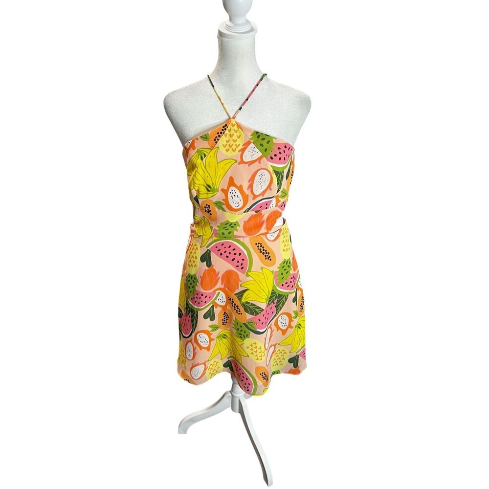 Anthropologie Hutch Mixed Fruit Cutout Halter Romper Tropical Print Size 2 - Picture 5 of 9